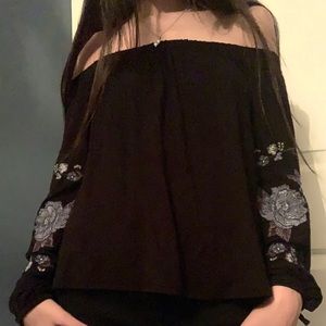 American Eagle Outfitters embroidered off shoulder